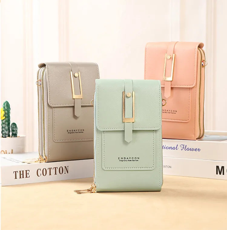 Bolsa de Couro macio com Alça de Ombro e Porta Celular