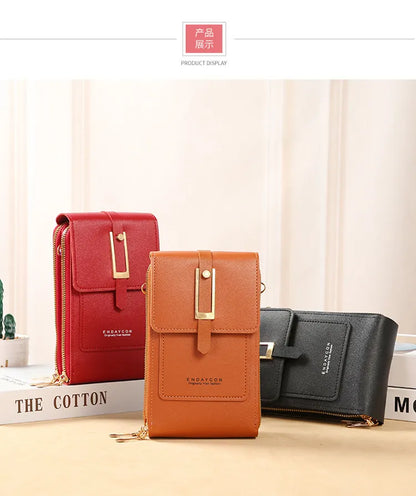 Bolsa de Couro macio com Alça de Ombro e Porta Celular