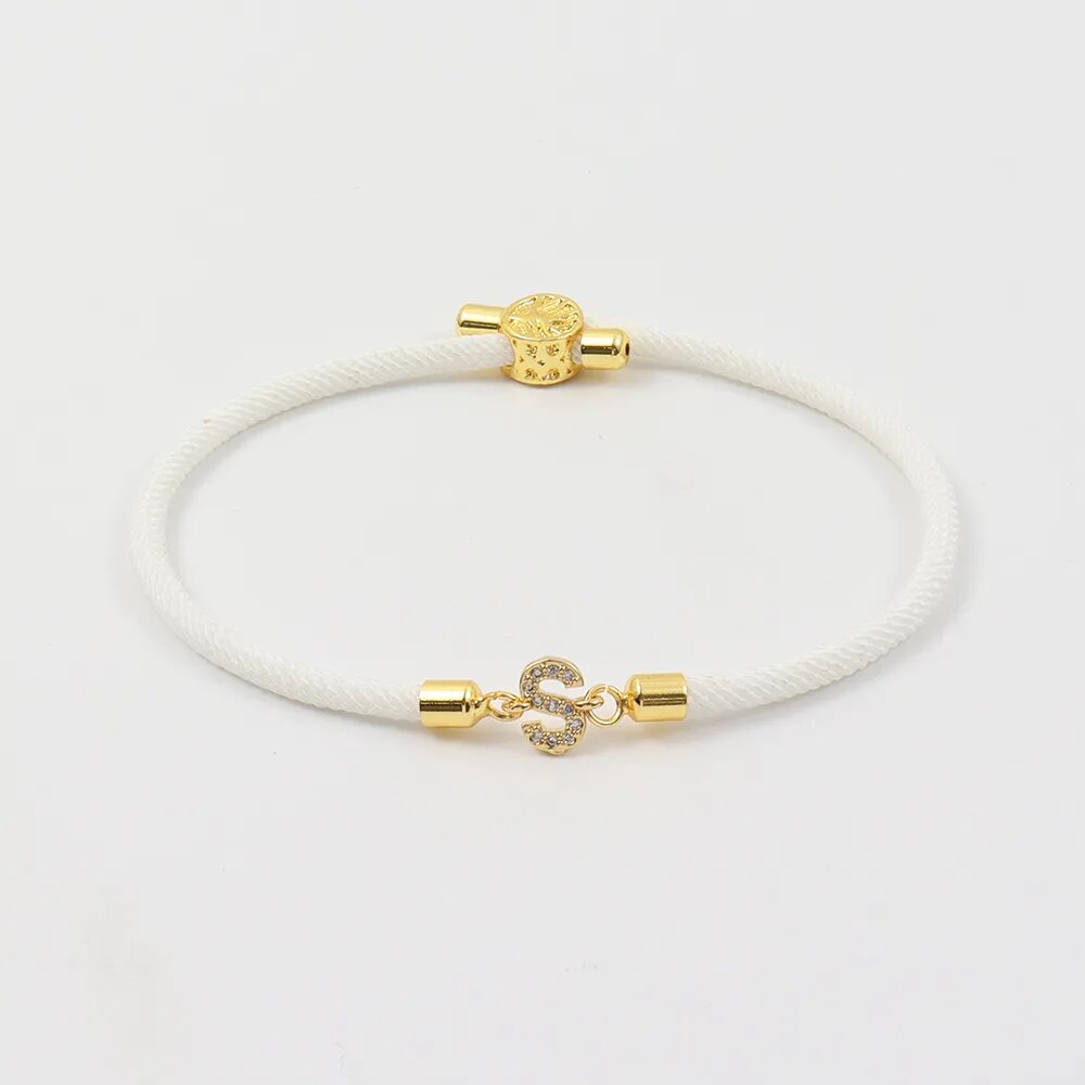 Pulseira de corda ajustável com iniciais A-Z