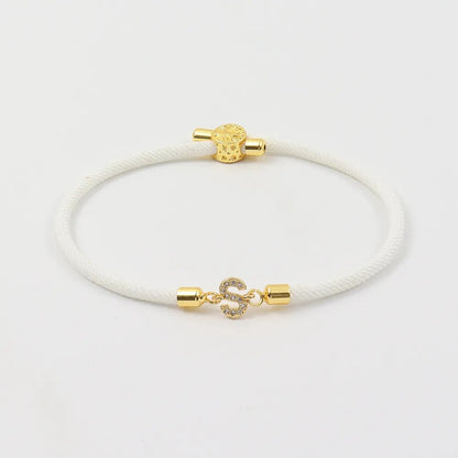Pulseira de corda ajustável com iniciais A-Z