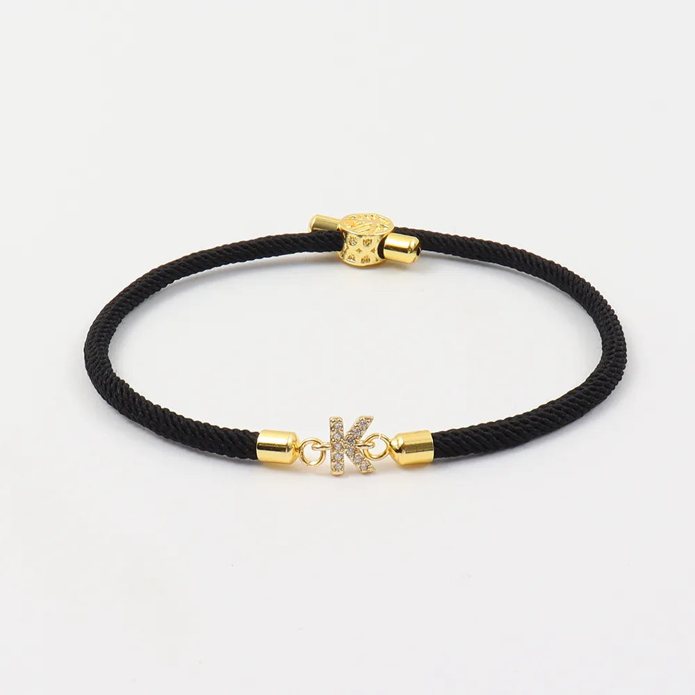 Pulseira de corda ajustável com iniciais A-Z