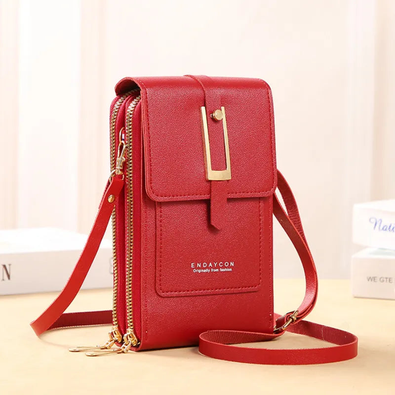 Bolsa de Couro macio com Alça de Ombro e Porta Celular