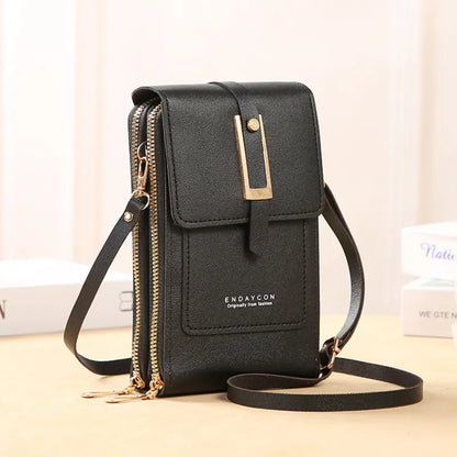 Bolsa de Couro macio com Alça de Ombro e Porta Celular