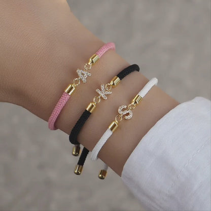 Pulseira de corda ajustável com iniciais A-Z